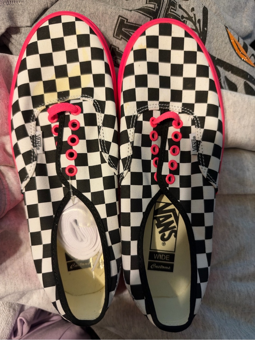 Vans Checkerboard Canvas Sneakers with Hot Pink Trim - Women